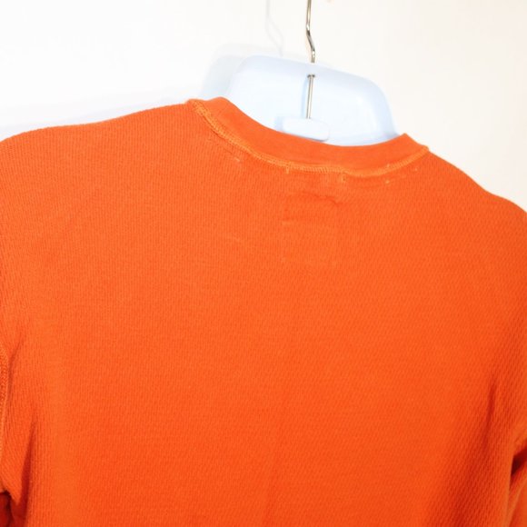 NAUTICA JEANS CO. Orange Thermal Shirt Size Large Long Sleeve Crew Neck Embossed - Picture 4 of 10